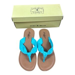 Lucky Brand Finola Capri Blue Satin Thong Sandals Women’s Size 7.5